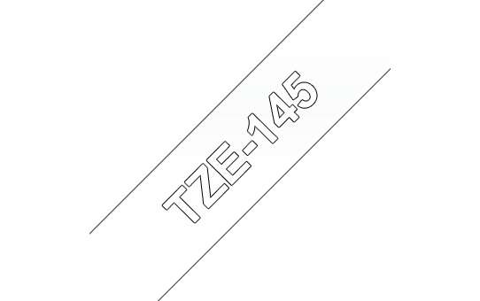 Brother TZe145 Cinta Laminada Generica de Etiquetas - Texto blanco sobre fondo transparente - Ancho 18mm x 8 metros