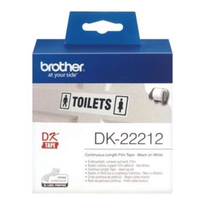 Brother DK22212 - Etiquetas Originales de Tamaño personalizado - Ancho 62mm x 15,24 metros - Texto negro sobre fondo blanco