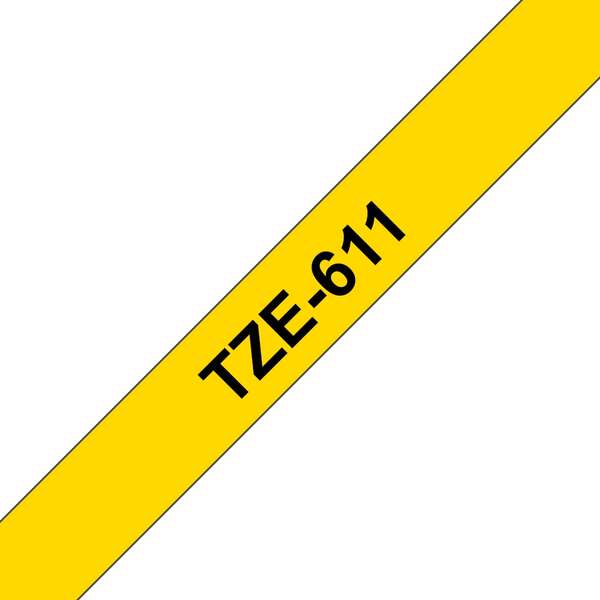Brother TZe611 Cinta Laminada Generica de Etiquetas - Texto negro sobre fondo amarillo - Ancho 6mm x 8 metros - Imagen 2