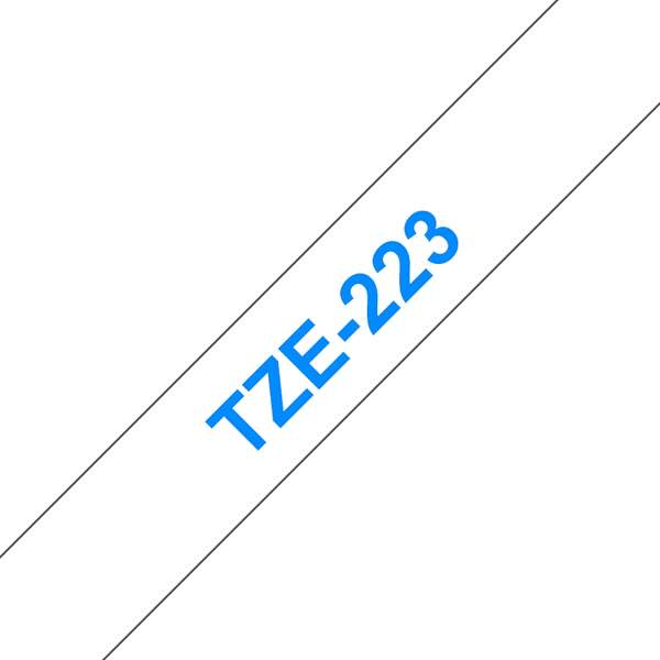 Brother TZe223 Cinta Laminada Generica de Etiquetas - Texto azul sobre fondo blanco - Ancho 9mm x 8 metros - Imagen 2