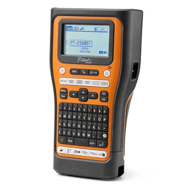 Brother PT-E560BTSP Rotuladora Electronica Bluetooth - Con Conexion a PC - Pantalla LCD - Ancho Max. de Cinta 18mm - Velocidad de Impresion 30 mm/s - Color Negro/Naranja - Imagen 2