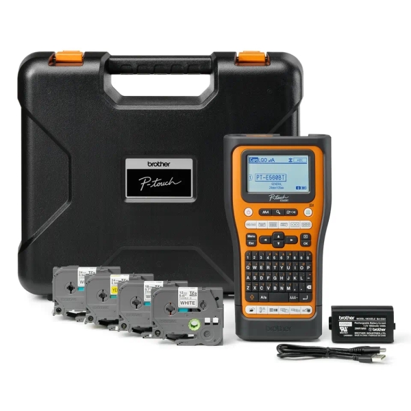Brother PT-E560BTSP Rotuladora Electronica Bluetooth - Con Conexion a PC - Pantalla LCD - Ancho Max. de Cinta 18mm - Velocidad de Impresion 30 mm/s - Color Negro/Naranja - Imagen 4