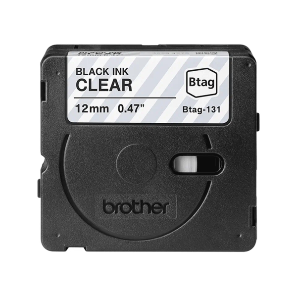 Brother Btag-131 Cinta 12mm - Texto Negro sobre Fondo Transparente - Medidas 12mmx4 Metros - Apta para PTN10, PTN20, PTN25BT - Imagen 2