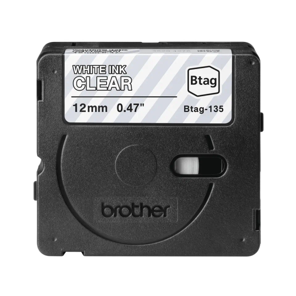 Brother Btag-135 Cinta 12mm - Texto Blanco sobre Fondo Transparente - Medidas 12mmx4 Metros - Apta para PTN10, PTN20, PTN25BT - Imagen 2