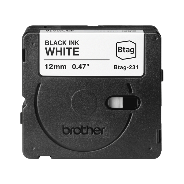 Brother Btag-231 Cinta 12mm - Texto Negro sobre Fondo Blanco - Medidas 12mmx4 Metros - Apta para PTN10, PTN20, PTN25BT - Imagen 2