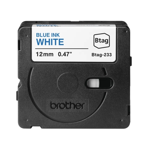Brother Btag-233 Cinta 12mm - Texto Azul sobre Fondo Blanco - Medidas 12mmx4 Metros - Apta para PTN10, PTN20, PTN25BT - Imagen 2