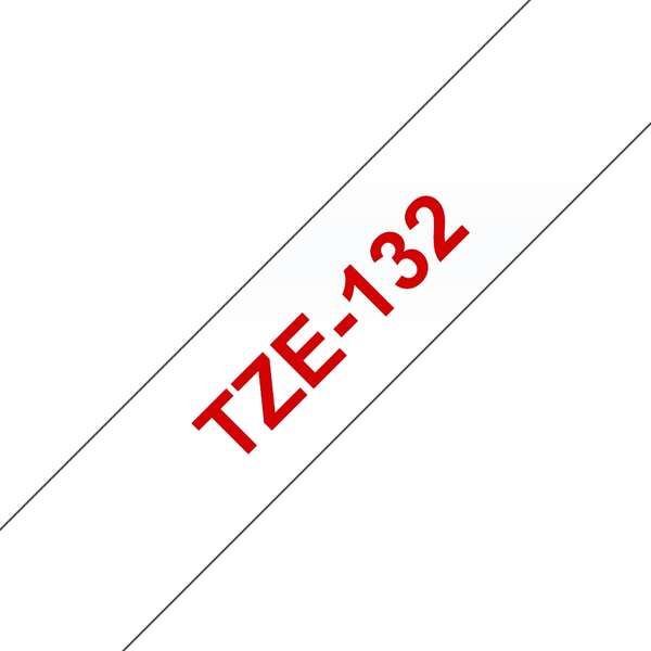 Brother TZe132 Cinta Laminada Generica de Etiquetas - Texto rojo sobre fondo transparente - Ancho 12mm x 8 metros - Imagen 2