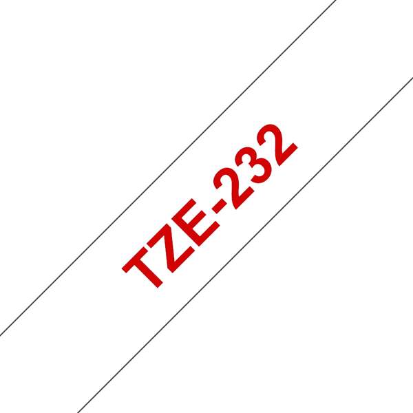 Brother TZe232 Cinta Laminada Generica de Etiquetas - Texto rojo sobre fondo blanco - Ancho 12mm x 8 metros - Imagen 2