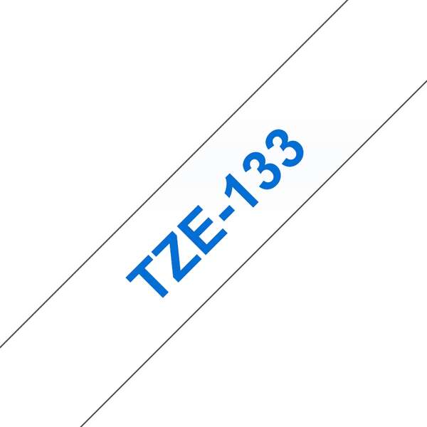 Brother TZe133 Cinta Laminada Generica de Etiquetas - Texto azul sobre fondo transparente - Ancho 12mm x 8 metros - Imagen 2