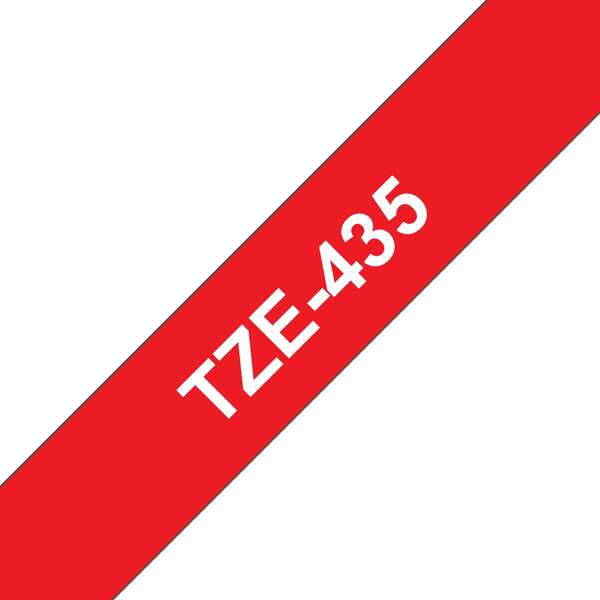 Brother TZe435 Cinta Laminada Generica de Etiquetas - Texto blanco sobre fondo rojo - Ancho 12mm x 8 metros - Imagen 2